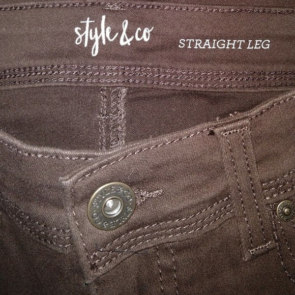 Style & Co. Straight Leg Pants Women Rich Truffle Size 4 Petite - Picture 5 of 7